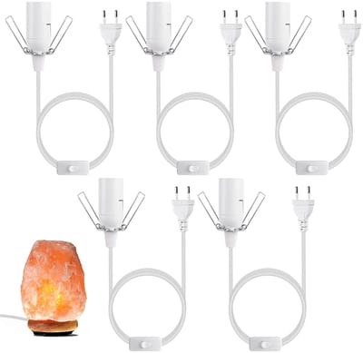 SnelShoppen - E14 Lamp Fitting met Schakelaar, 5 Stuks Kabel met Schakelaar voor Zoutlamp, E14, 1.8 m Kabel, Isolatieschakelaar en Euro Stekker voor Z