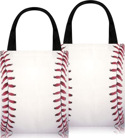 Set van 2 Herbruikbare Katoenen Tote Tassen voor Honkbal, Perfect voor Feestjes, Coaches en Team Evenementen