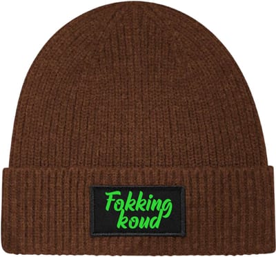 Wintermuts Walnut rib gebreid | fluor groen - Fokking koud (cursief) - soBAD. | Unisex | Skimuts | Muts | Kou | met grappige tekst | Winter | Beanie