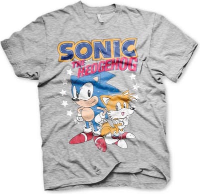 Sonic The Hedgehog Heren Tshirt -M- Sonic & Tails Grijs