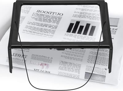 Vergrootglas met LED Licht - 3-delige Set A4 Rectangular Vouwbare Stand voor Lezen, Kaarten en Sieraden, Handenvrij Gebruik voor Senioren