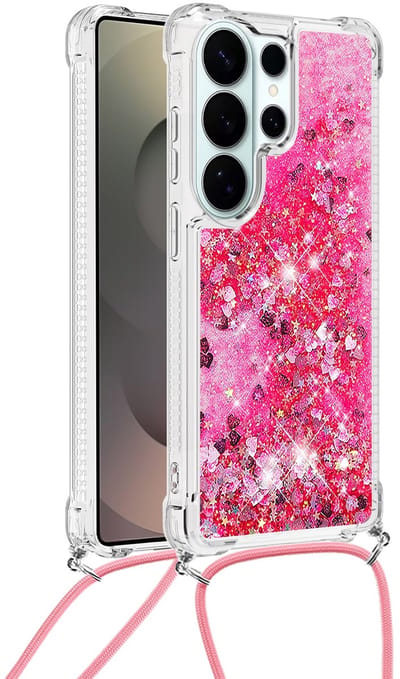 Coverup Hoesje - Geschikt voor Samsung Galaxy S26 Ultra Hoesje - Coverup Liquid Glitter Back Cover met Koord - Pink