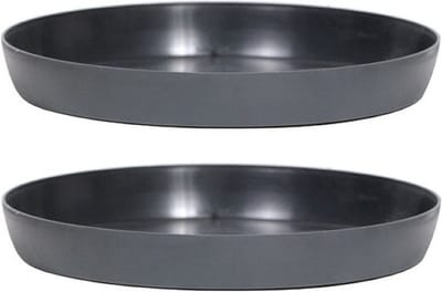Prosperplast Opvangschaal/onderschaal voor bloempot/plantenpot - 4x - antraciet - rond - Dia 13,5 cm