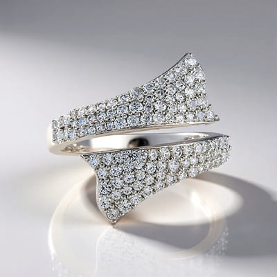 Cavill - Brede Zilveren Ring met 1,10 ct Cambodjaanse Zirkonia - 925 Sterling Zilver - Moderne Pavé Ring - Elegante Damesring Zirkonia