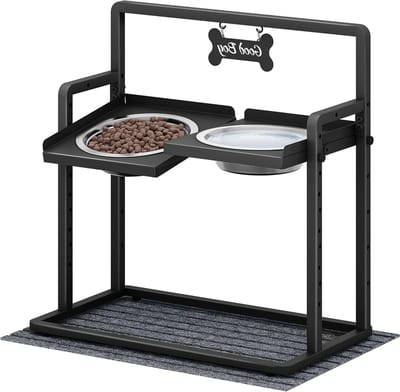 Verhoogde Hondenbak - Honden Voerbak - Comfortabel Eten - Met Anti-slip Voetjes - 2 Liter Capaciteit - Zwart