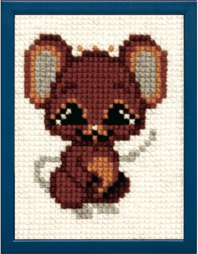 Pako kinderborduurpakket kruissteek - Muisje- geprint stramien - 027.033 - DIY kids kit