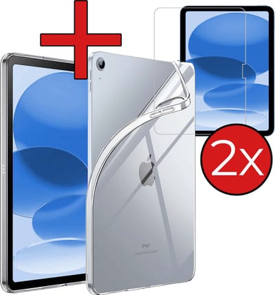 Hoesje - Geschikt voor Apple iPad A16/A18 (2022/2025/2026) - 10.9 & 11 inch (10e, 11e & 12e generatie) - Met 2x Screenprotector - Siliconen Backcover Hoes - Shockproof Case - Shockbestendige Back Cover - Tablethoes - Transparant