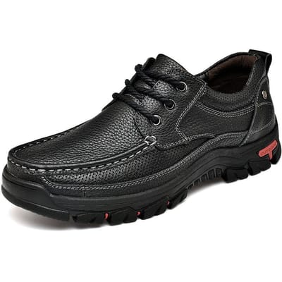 Buiten Grote Maat Heren Lente en Herfst Schoenen Echt Leer Sport Heren Business Casual Leren Schoenen Zachte Zool Antislip 46 black