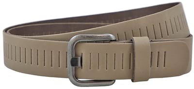 Landley Leren Geperforeerde Sleufjes Riem - Dames en Heren - Breedte 4 cm - Unisex Ceintuur - Echt Leer - Taupe - Lengte totaal 105 cm / Riemmaat 85