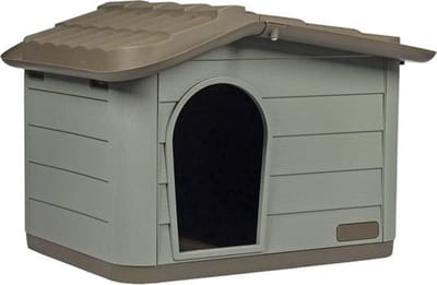 Huisdierhuis - Hondenhok - buitenhok - Bruin/Groen - 51x38x35cm