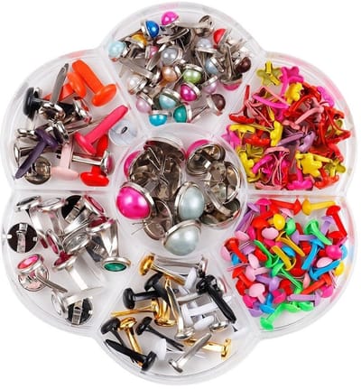 Dailygoods- Patroonklemmen 100 stuks - Mini Ronde Klemmen - Bevestigingsset - Kleurrijke Sluitklemmen - Lichtgewicht Metaal - Voor Knutselen/Scrapbooking - Brads