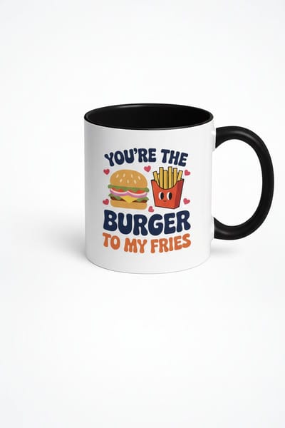 Mok 'You're The Burger To My Fries' - Liefdes Mok | Grappig Cadeau voor Koppels