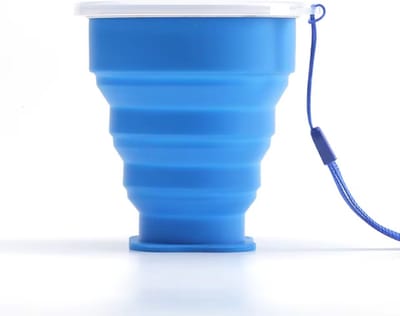 Scoby - Opvouwbare Beker - Siliconen Reisbeker - Collapsible Cup - 200ml - Blauw