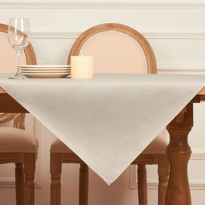 Rechthoekig Tafelkleed - Wasbaar en Waterafstotend Linnenlook van 210 g/m² - Voor Tuintafel, Buiten en Feest - Beige 80x80 cm