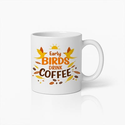 Early Birds Drink Coffee Mok 330ml – Grappige Ochtendbeker met Vogelontwerp – Perfect Cadeau voor Koffieliefhebbers & Vroege Vogels
