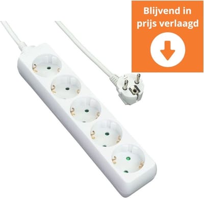 STEKKERDOOS 5V 3,0M 3X1Q WIT
