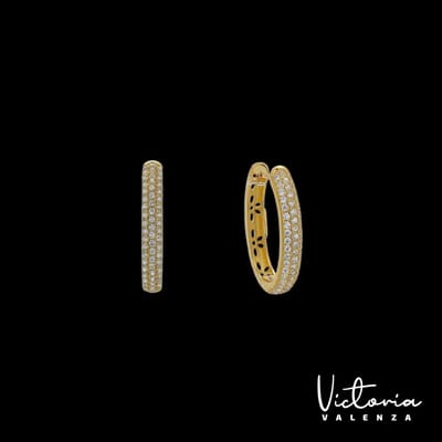 Victoria Valenza 925 Sterling Vergulde Oorbellen met Zirkonia Stenen - Oorringen - 925 sterling zilver - Goudkleurig - Zirkonia