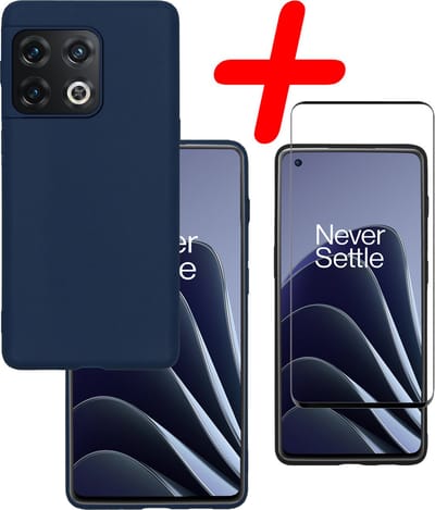 Hoesje Met Screenprotector - Geschikt voor OnePlus 10 Pro - Sterk & Shockproof - Back Cover - Siliconen Case - Telefoon Hoes - Donkerblauw