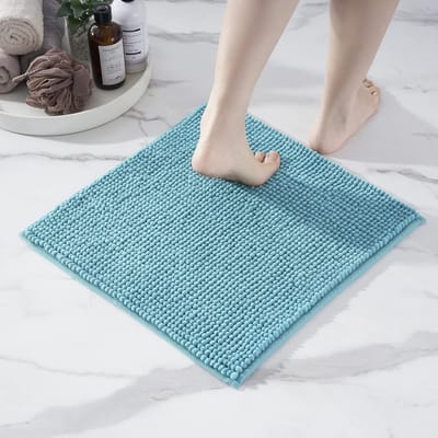 Badmat Anti-Slip av soft Chenille | Super absorberend en machinewasbaar | Te combineren als badmat set | Voor de badkamer, douche, bad of als WC mat | Petrol Turkoois - 45x45 cm