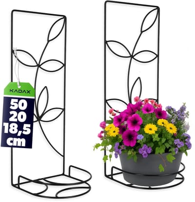 KADAX Plantenhanger, bloempothouder van staal, bloemenhanger, wandrooster, bloemenrek voor binnen, planten, bloemenhouder, plantenrek, wandhouder, decoratie, zwart (tak)