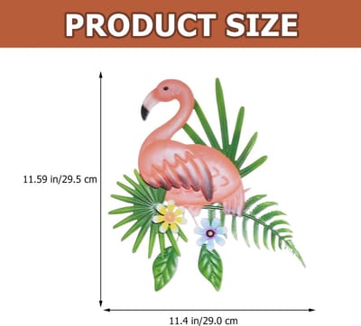 Dailygoods- Flamingo Ornament - Wanddecoratie Metaal - Decoratie Slaapkamer - Wanddecoratie Woonkamer - Flamingo Hanger - Afmetingen 29,5 x 29,0 cm
