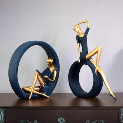 2 STKS Yoga Meisje Beeldje Lezen Meisje Standbeeld Ornament voor Desktop Kantoor Slaapkamer Woonkamer