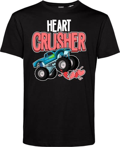 T-shirt Heart Crusher | Valentijn cadeautje voor hem | Valentijn | Valentijnsdag voor mannen | Zwart | maat XS