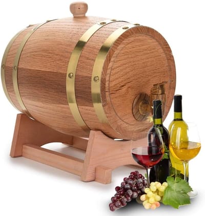 Drinkdispenser in Vatenvorm van Hout, 5 L, Ideaal voor Wijn, Whisky en Bier met Tap