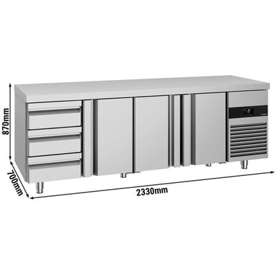 GGM Gastro Kühltisch PREMIUM - 2330x700mm - mit 3 Türen - 3 Schubladen