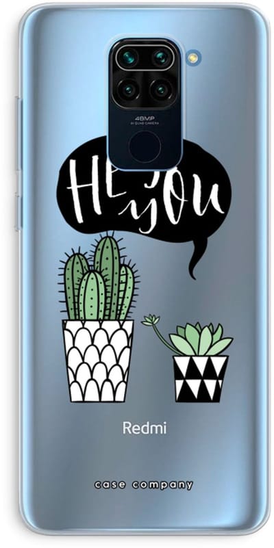 Case Company® - Hoesje geschikt voor Xiaomi Redmi Note 9 hoesje - Hey you cactus - Soft Cover Telefoonhoesje - Bescherming aan alle Kanten en Schermrand