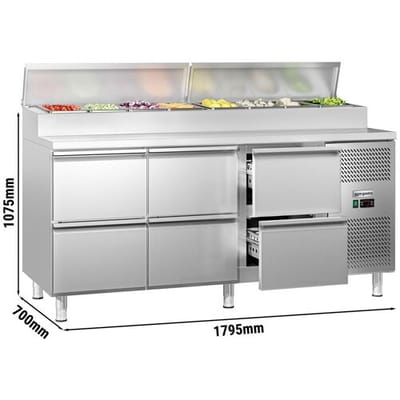 GGM Gastro Zubereitungstisch ECO - 1795mm - 6 Schubladen - für 8x GN 1/3
