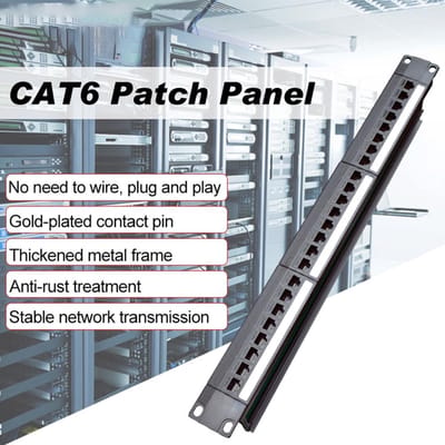 Ethernet Distributie Frame - Netwerk Paneel - Netwerk Integratie - 24 Poort CAT6 - 1U Rack - Zwart