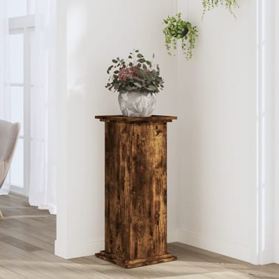 vidaXL - Plantenstandaard - 33x33x80 - cm - bewerkt - hout - gerookt - eikenkleurig