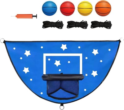 Trampoline Basketbal Set - Dunk Spel Kinderen - Buitenspelen Trampoline - Veiligheid bij het dunken - 98x50cm - Blauw