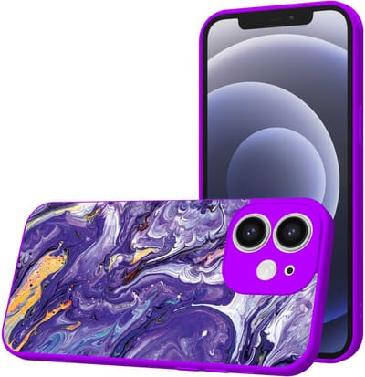 Smartphonica Telefoonhoesje Geschikt voor iPhone 12 met Paars Goud Marmer opdruk - TPU Back Cover Case Purple Gold Marble Design - Paars geschikt voor iPhone 12