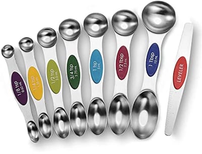 Magnetische maatlepelset van roestvrij staal - 8-delige set met afstrijker voor keuken en bakken