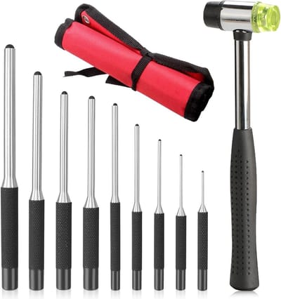 9-delige set splintdrivers met draagtas en hamer voor horlogereparatie - 40CR-V staal
