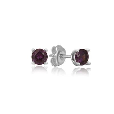 Geboortesteen Februari Amethist Oorknop Zilver (925 Sterling Zilvergehalte) Trendy Minimalistisch Zilver Oorknop Meisje | Cadeau Voor Vrouw