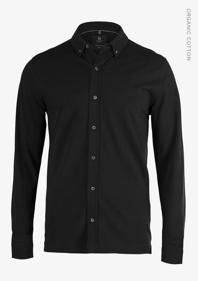 Kingston Men - Black Stretch deluxe piqué shirt poloshirt | zwart | maat M