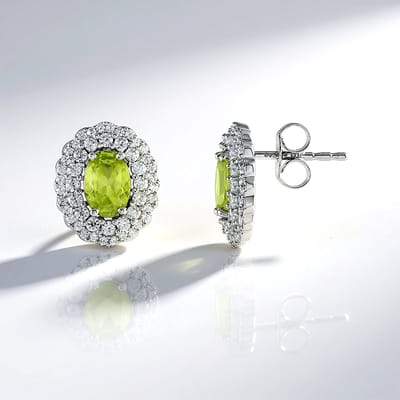 Cavill - Luxe Oorbellen - 925 Sterling Zilver met Platina Coating - 2,569 ct Madagaskar Sfeen & Zirkonen - Elegante Ovale Sfeenkristallen voor Dames