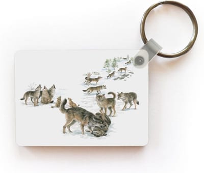 Sleutelhanger - Wolven - Sneeuw - Winter - Uitdeelcadeautjes - Plastic