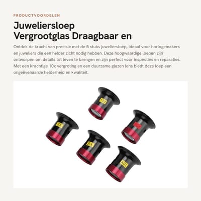 Dailygoods- Juweliersloep 10x - Vergrootglas - Draagbaar - Monoculair - Aluminiumlegering - 5 Stuks