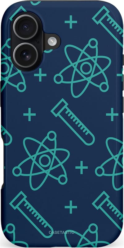 Casetastic hoesje geschikt voor Apple iPhone 17 - MagSafe - Dubbellaagse bescherming - Atomen Creaties - Fashion Case - Donkerblauw Turquoise