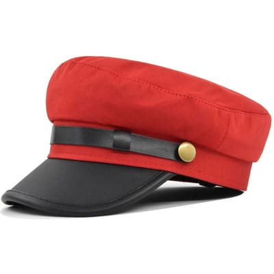 Platte pet Vintage marineblauwe pet Platte tophoed Achthoekige hoed Platte klepppetten Warme bakkerspet Herfst Wintermuts Dames Heren red