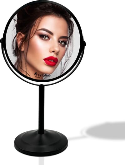 Fritzline Metalen Make up Spiegel - 5x Vergroting - 18cm Ø - Makeup - Make-upspiegel - Scheerspiegel