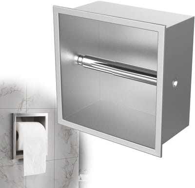 Dailygoods- Inbouwrolhouder Roestvrij Staal 17 x 17 x 8,6 cm - Ruimtebesparend - Toiletrolhouder - Badkameraccessoires - Snelle Vervanging - Geschikt voor Kleine Badkamers - Toiletpapierhouder