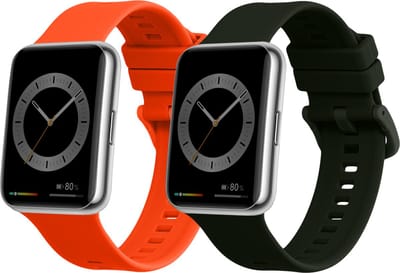 kwmobile 2x horlogebandjes geschikt voor Huawei Watch Fit 2 bandje - Smartwatch bandjes van TPU - Activity tracker horloge band in donkergroen / oranje