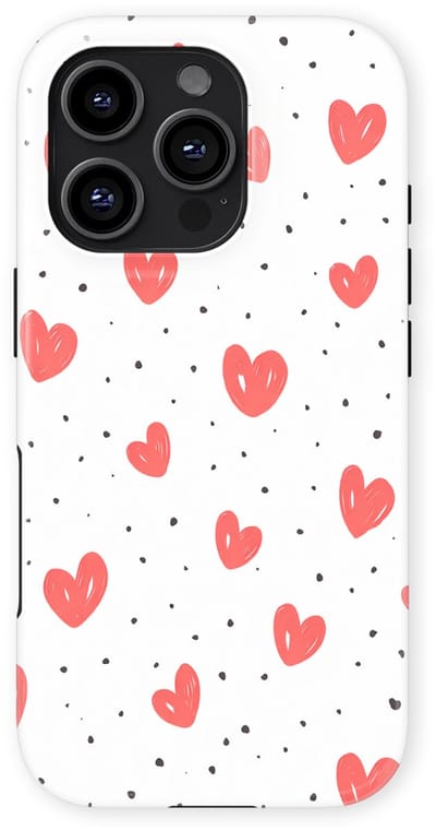 Tough Hoesje met Hartjes geschikt voor iPhone 16 Pro | Little Love Tough Case Geschikt voor Mag | Hartjes Print Backcover geschikt voor iPhone 16 Pro Cherry Hearts