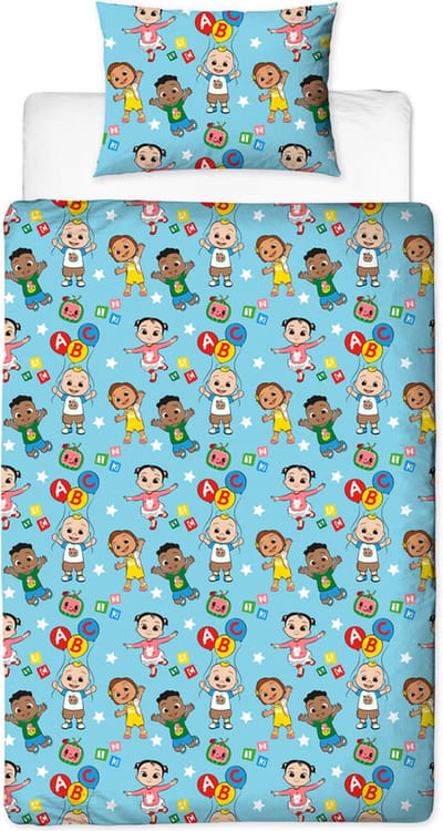 Cocomelon Dekbedovertrek Friends - 140x200 - Katoen - Polyester Blend - Blauw - Dekbedovertrek kinderen