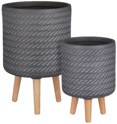 Mica Decoration Corda Plantenbak - H46 x Ø30 cm - Magnesium - Grijs - Set van 2